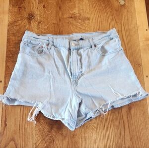 American Eagle Outfitters Light Wash Frayed Denim Shorts